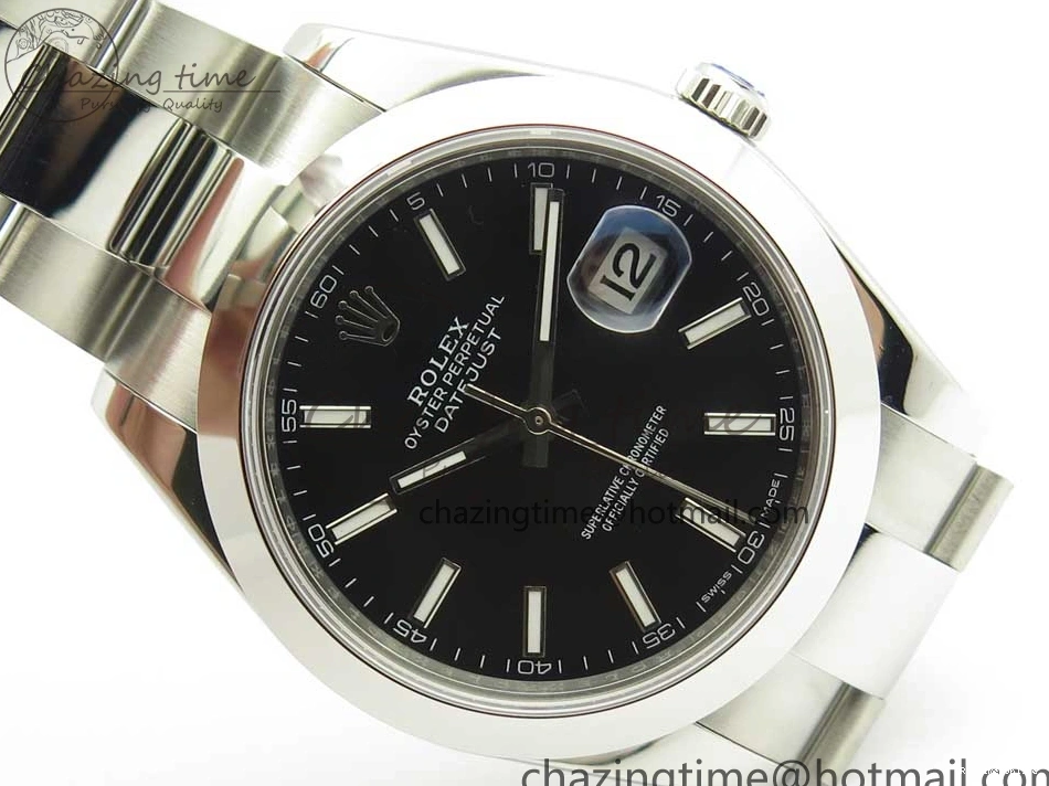 0114 DateJust II 126334 41mm SS BP 1:1 Best Edition Black Dial Sticks Makers on Oyster Bracelet ZeroBulk 3325